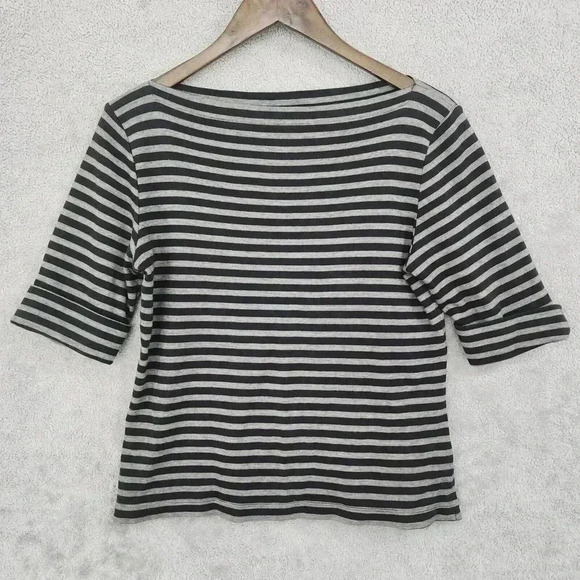 Ann Taylor Store Womens Striped Black & Gray 3/4 Sleeve 16PT - Picture 1 of 6